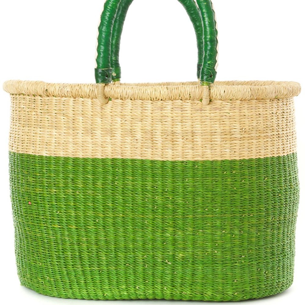 Color Block Bolga Shopper - Cilantro
